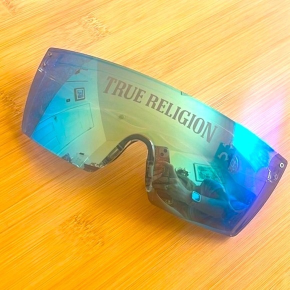 Brand New True Religion Mirrored Shield Curved Sport Rimless Men's Sunglasses - Picture 1 of 13